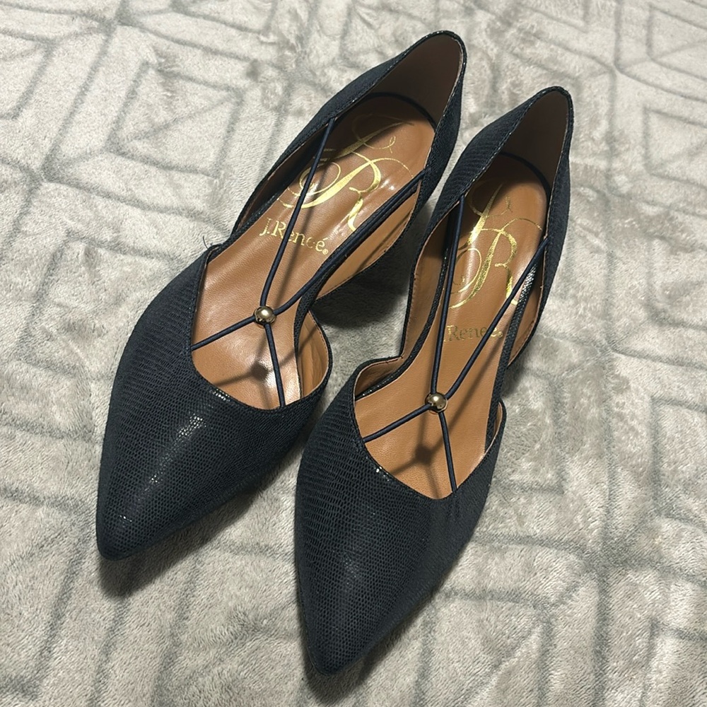 J. Renee Varshee Navy blue Shiny snake skin fabric Pumps